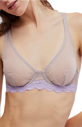 Free People Midweek Dotted Mesh Underwire Bra In Purple