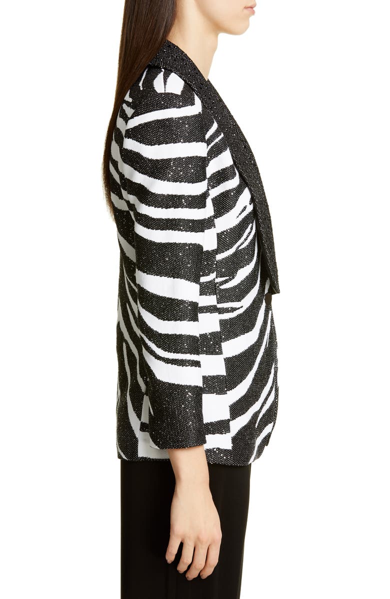 St. John Collection Sequin Zebra Jacquard Knit Jacket, Alternate, color, 