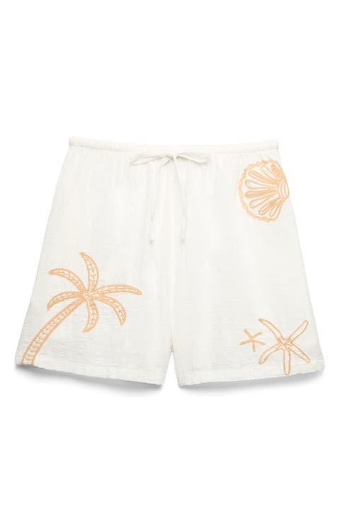 Embroidered Beach Shorts