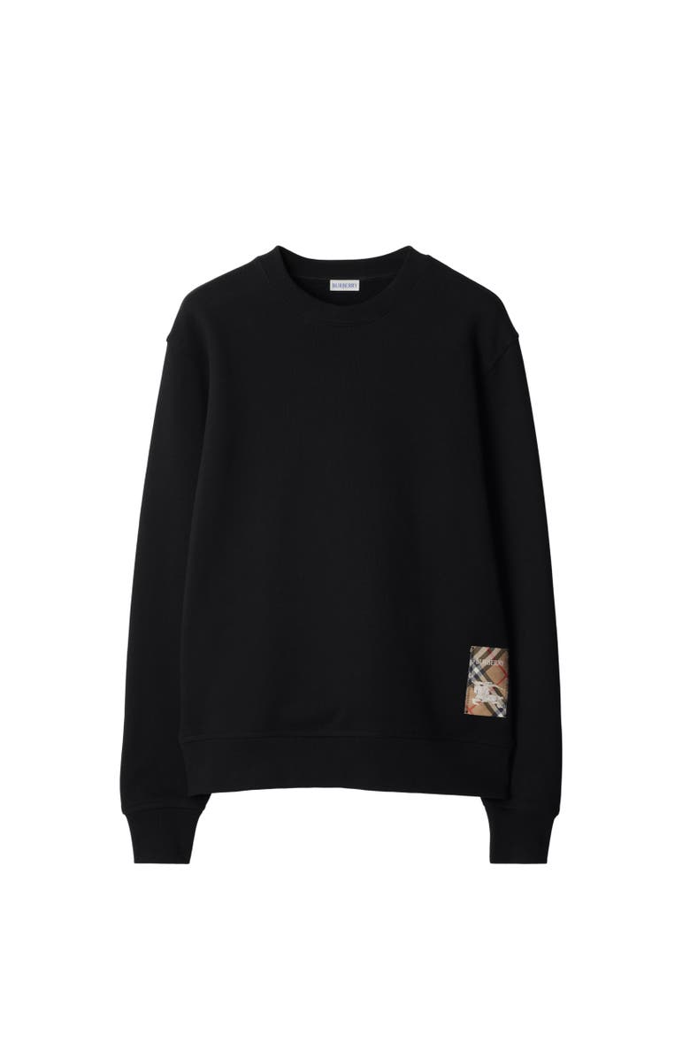 Burberry Check Label Cotton Sweatshirt, Alternate, color, Black