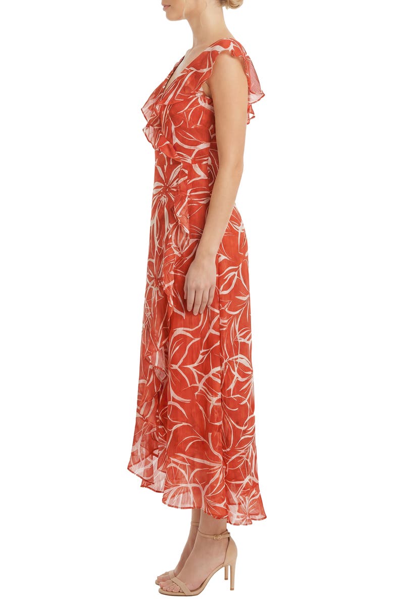 London Times Ruffle Faux Wrap Maxi Dress, Alternate, color, Tandoori Spice/ Eggnog