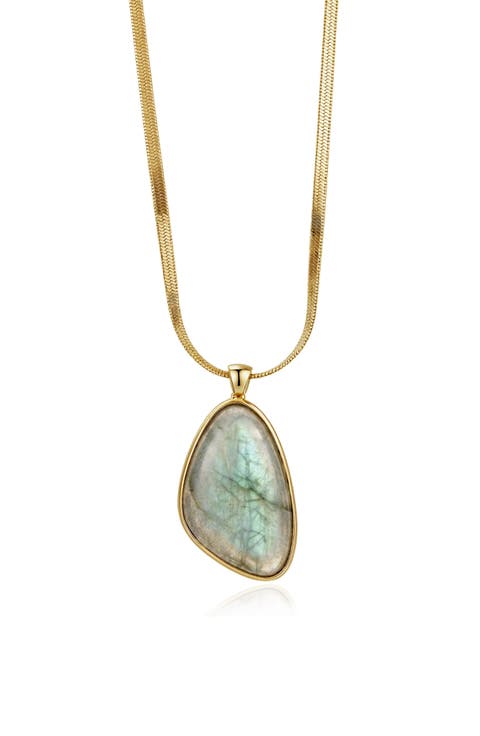 14k Yellow Gold Plated Labradorite Pendant Necklace