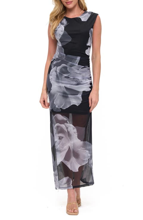 Ruched Sleeveless Maxi Dress