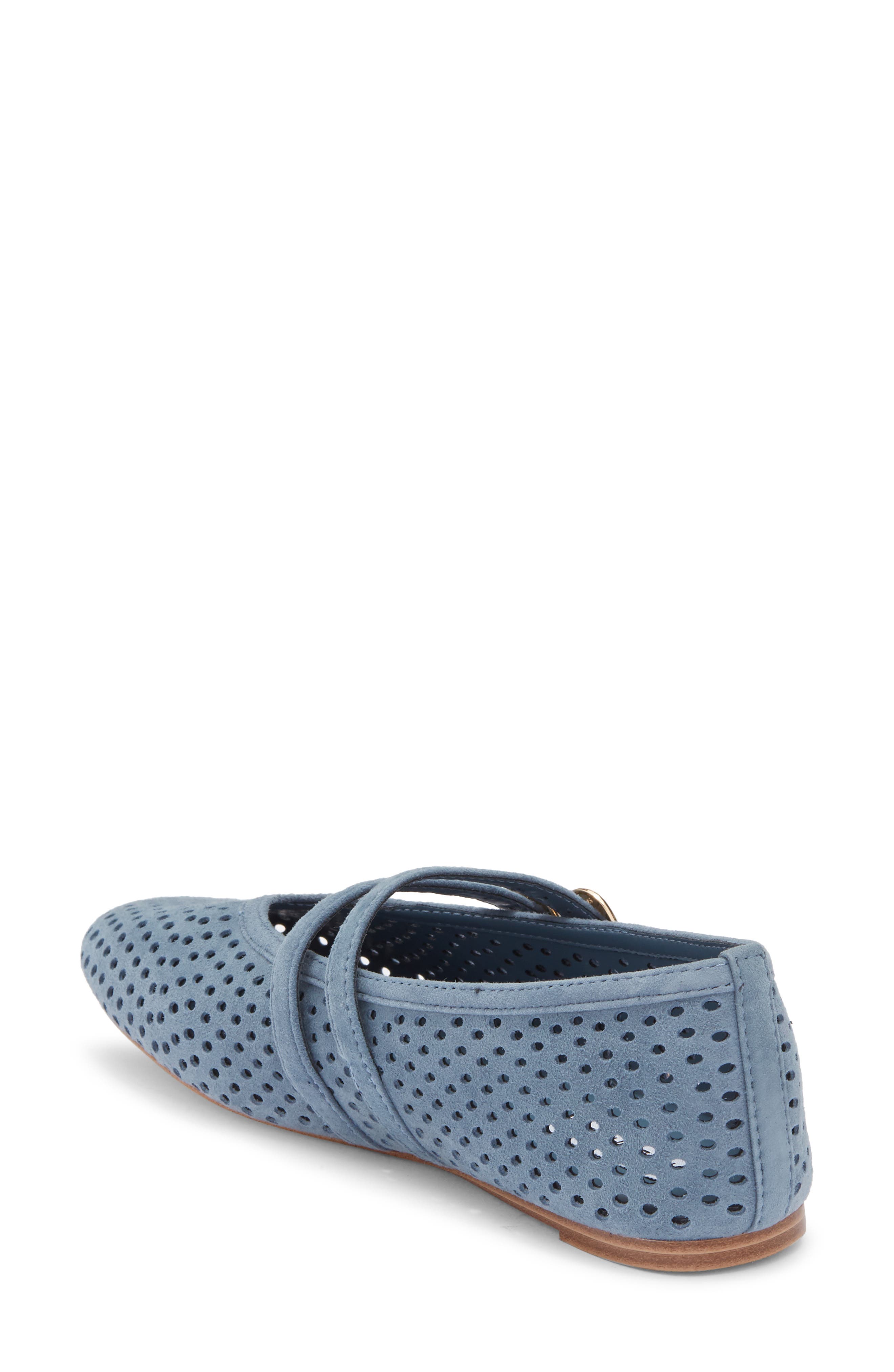 Lissa Perforated Mary Jane Flat, Alternate, color, BLUE SUEDE
