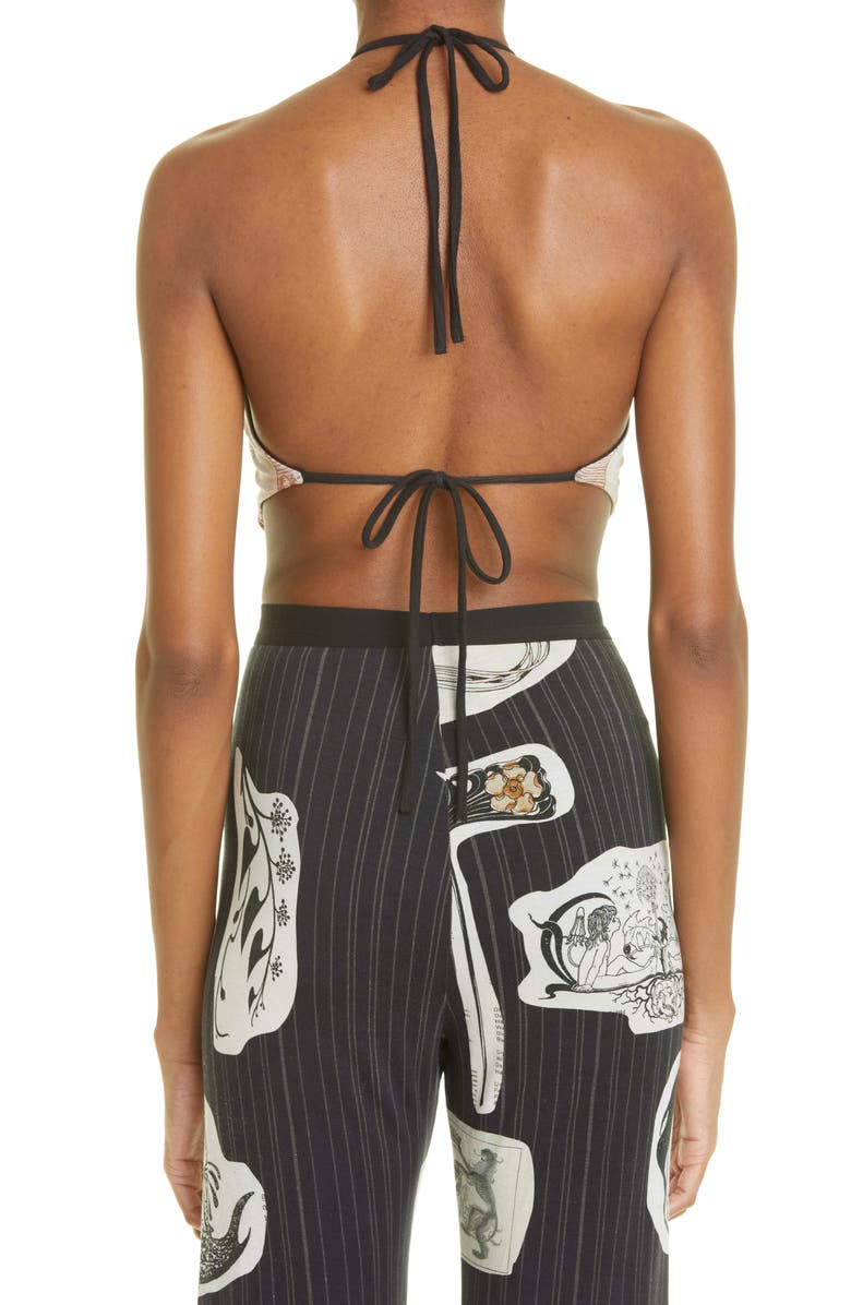 ELLISS Ex Libris Print Stretch Organic Cotton Halter Top, Alternate, color, 