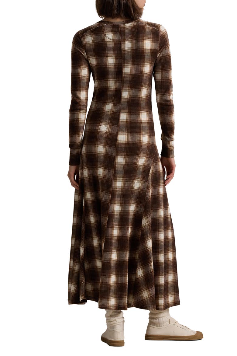 Plaid Long Sleeve Cotton Waffle Maxi Dress, Alternate, color, WINTER SHADOW PLAID