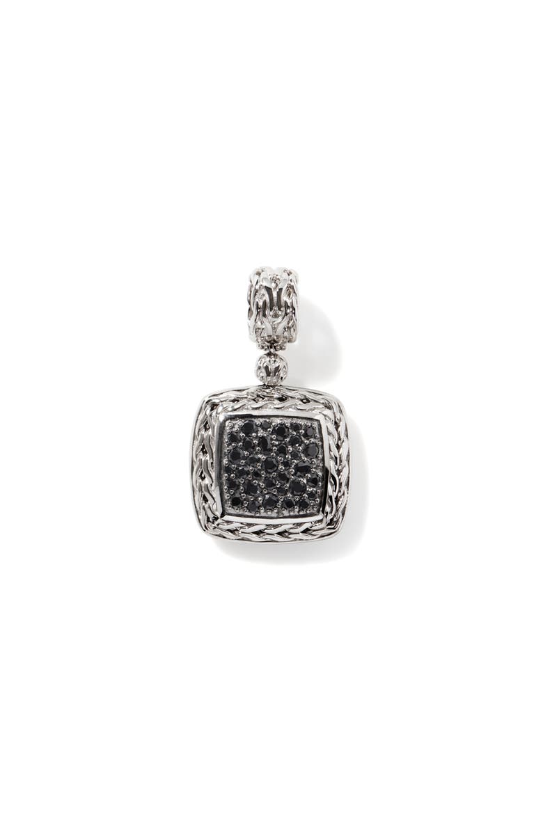 Carved Chain Pendant, Sterling Silver, Pavé, Alternate, color, SILVER/ BLACK DIAMONDS