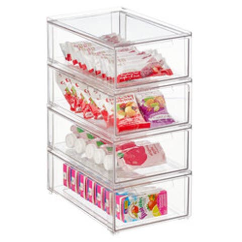 Stackable Pull-Out Sliding Storage Drawer - Set of 4 - Clear
