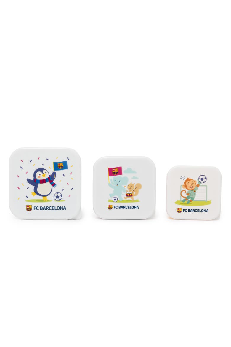 MinilandBarcelona 3 Piece Snackbox Set for Little Soccer Fans, Alternate, color, Blue-Green Multi