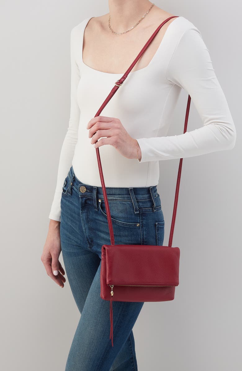 HOBO Small Grant Leather Crossbody Bag, Alternate, color, Wine