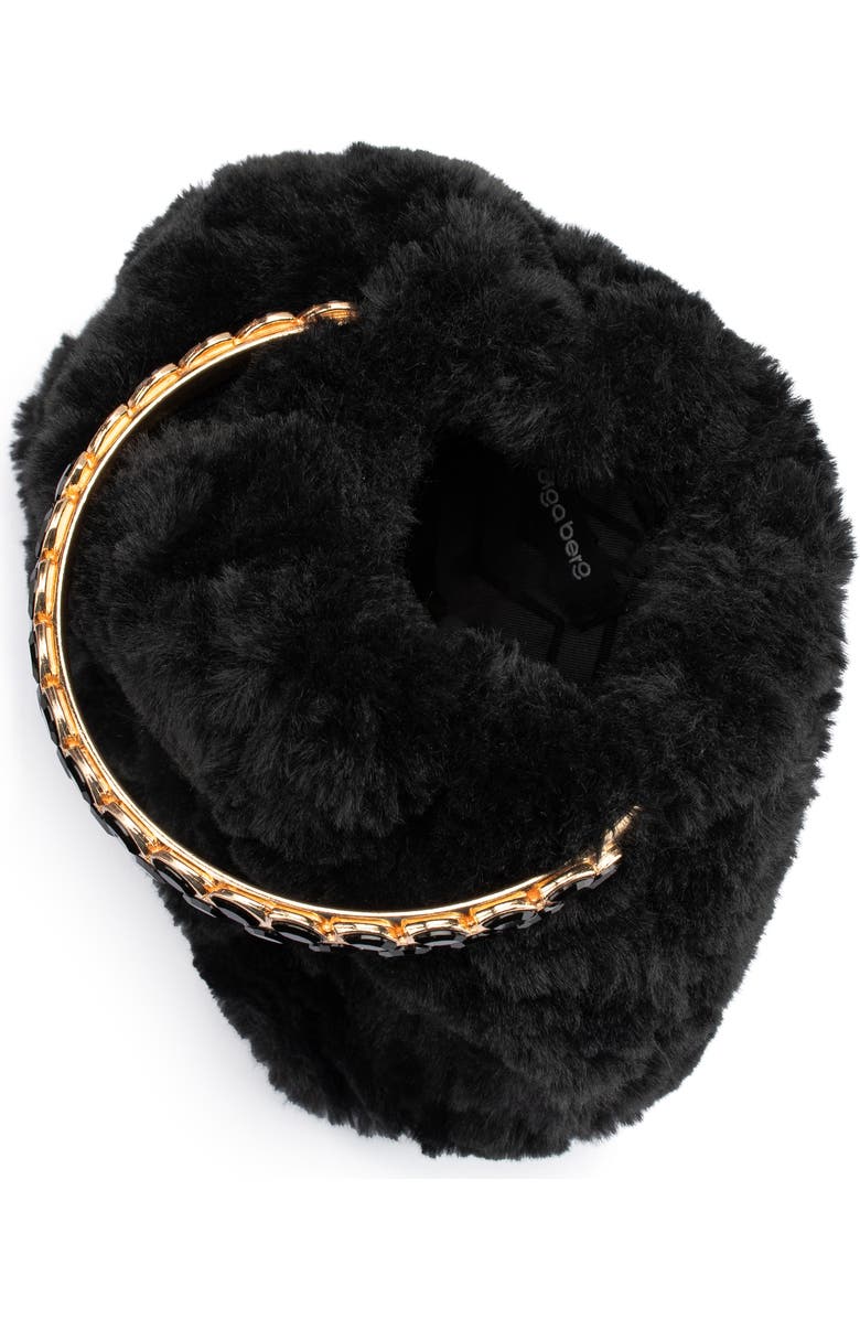 Olga Berg Phillipa Faux Fur Top Handle Bag, Alternate, color, Black