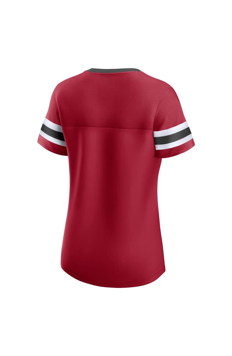 FANATICS Women's Fanatics  Red Tampa Bay Buccaneers True Catch Iconic Rhinestone Bling Athena Lace-Up T-Shirt, Alternate, color, Red