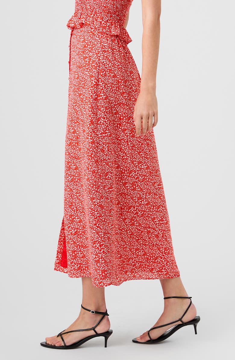 French Connection Agnes Ditsy Floral Crepe Midi Skirt, Alternate, color, Candied Apple