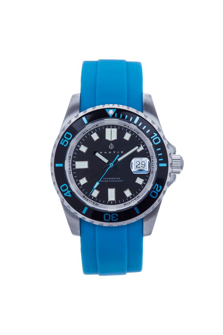 Interceptor Box Set with Interchangable Bands and Date Display, Main, color, Light Blue