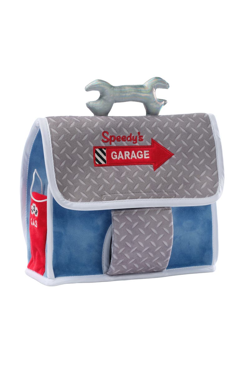 Cars & Tow Truck Garage Interactive Plush Developmental Playset Toy, Alternate, color, Blue