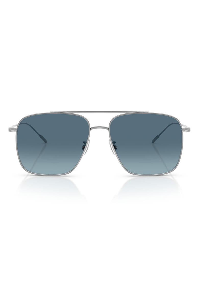 Oliver Peoples Dresner 56mm Mirrored Pilot Sunglasses, Main, color, Silver / Marine Gradient