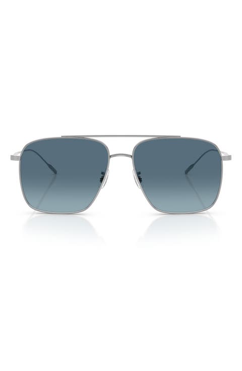 Dresner 56mm Mirrored Pilot Sunglasses