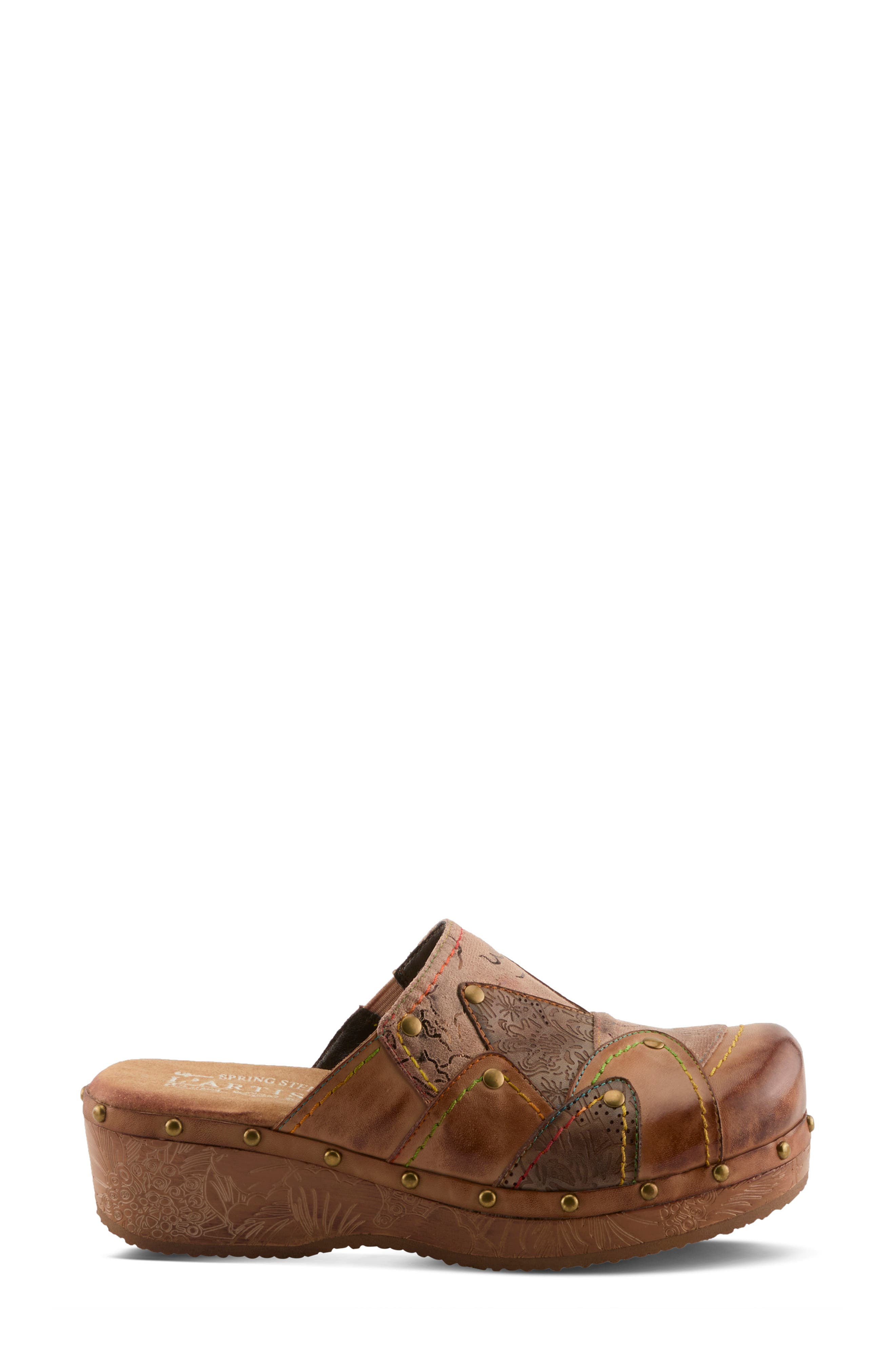 Olympe Leather Clog, Alternate, color, TAN MULTI