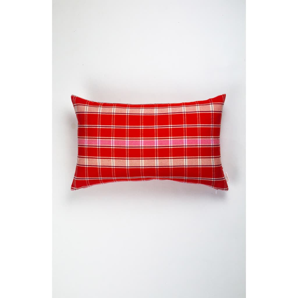 Archive New York Handwoven Holly Cotton Throw Pillow In Red
