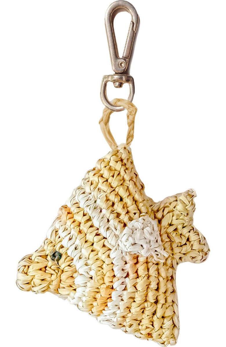 LIKHA Fish Raffia Bag Charm, Main, color, Yellow