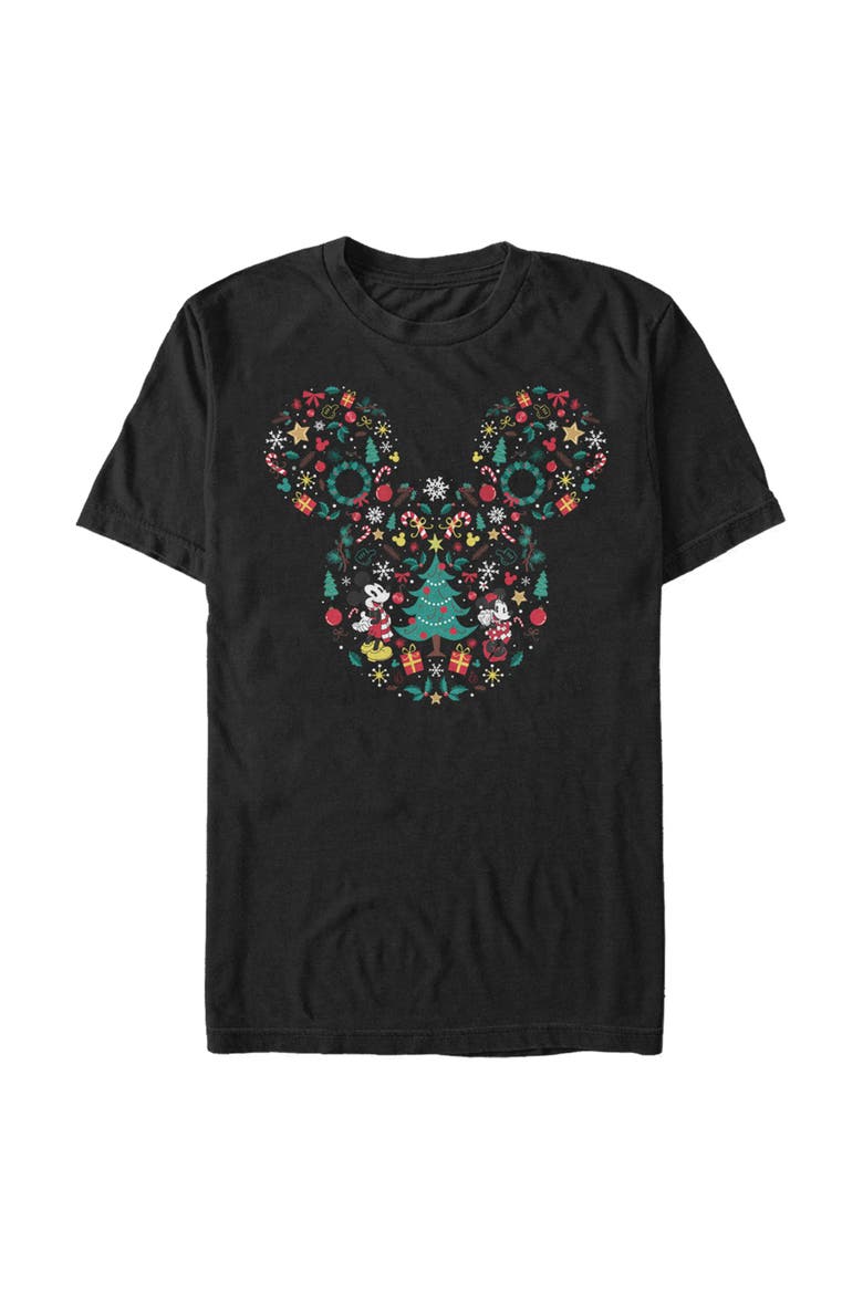 Men's Mickey & Friends Christmas Silhouette  Graphic T-Shirt, Main, color, Black