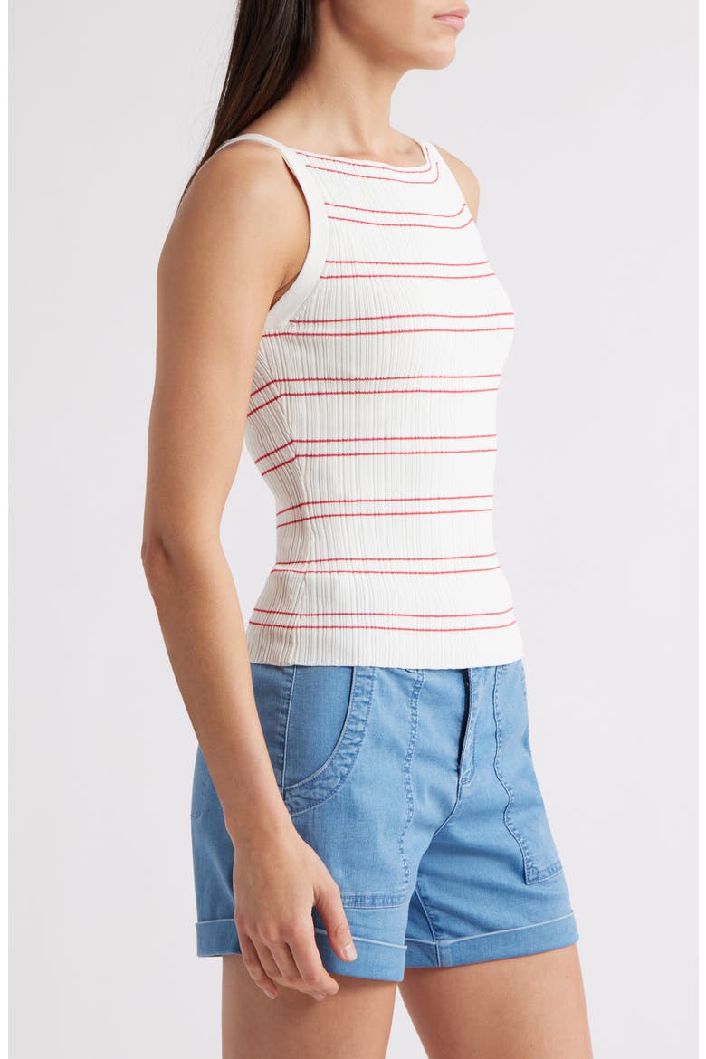 Yuelia Stripe Boat Neck Tank, Alternate, color, WHITE/ PETUNIA
