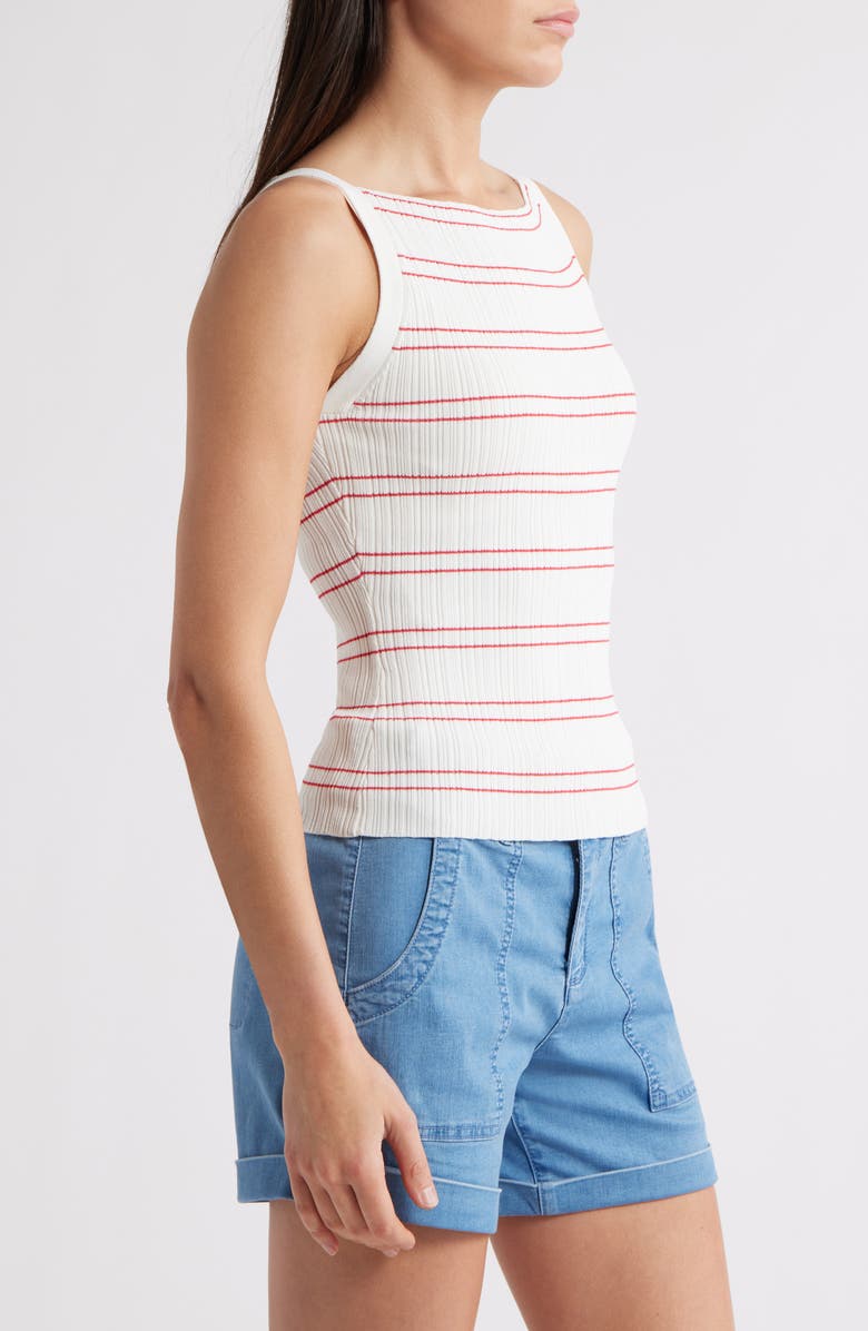 PAIGE Yuelia Stripe Boat Neck Tank, Alternate, color, White/ Petunia