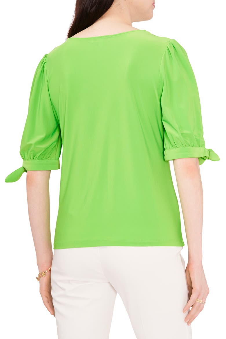 V-Neck Tie Sleeve Blouse, Alternate, color, BANANA LEAF