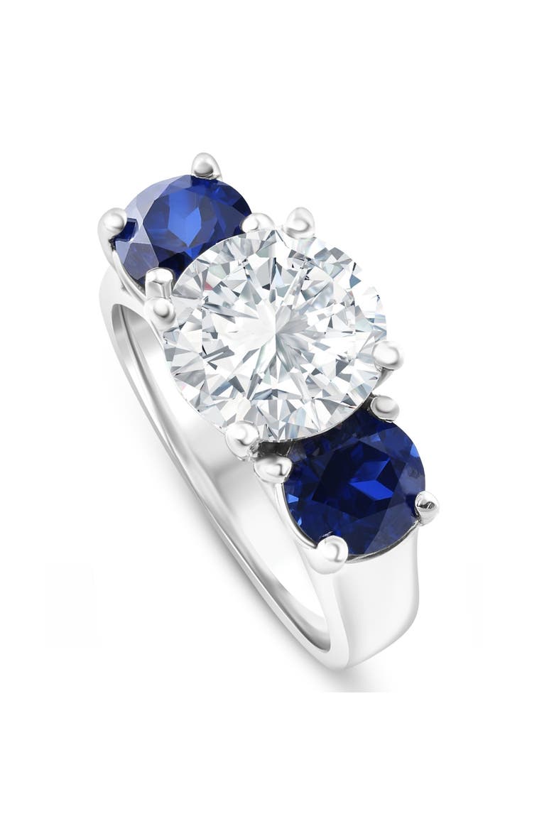 Certified 4Ct Diamond Blue Sapphire Engagement Ring 14k Gold Lab Grown, Alternate, color, 14k White Gold