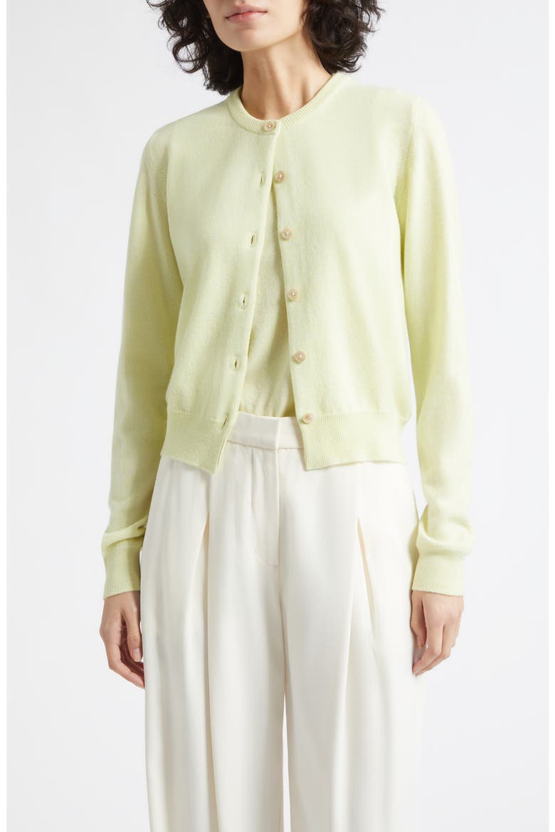 Iris Cashmere Crewneck Cardigan, Main, color, CITRON