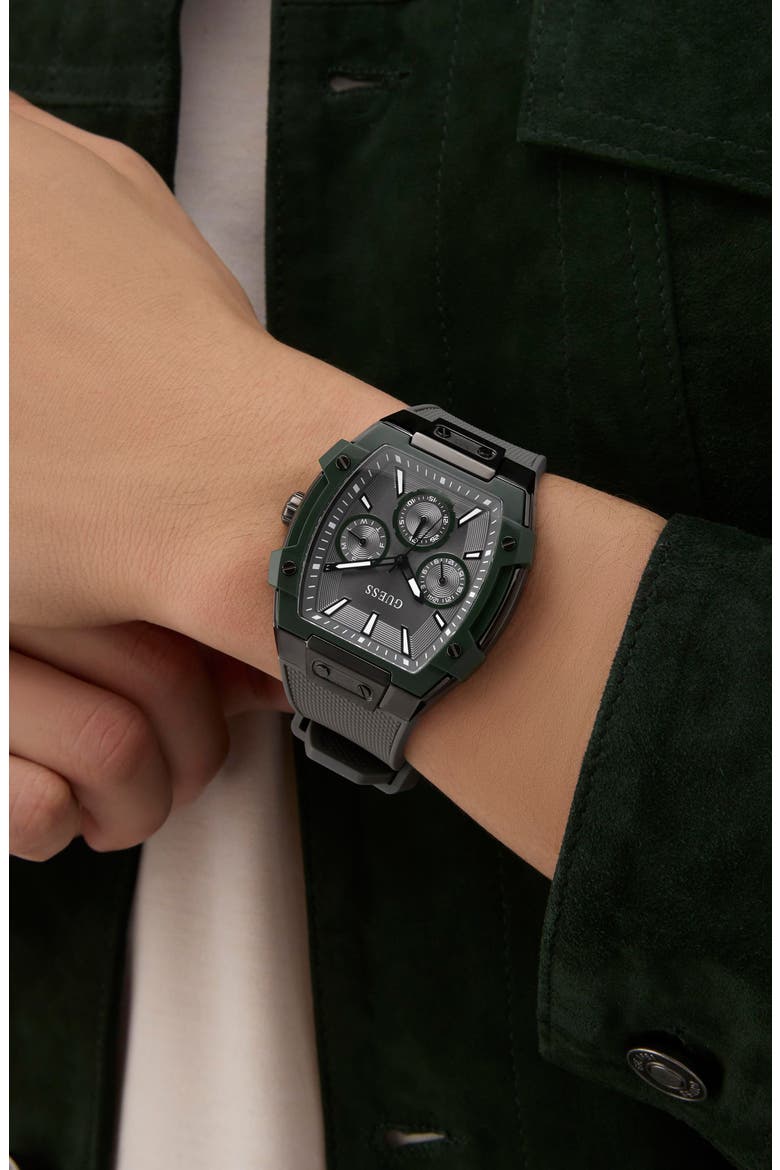 Multifunction Silicone Strap Watch, 44mm x 51mm, Alternate, color, GREY