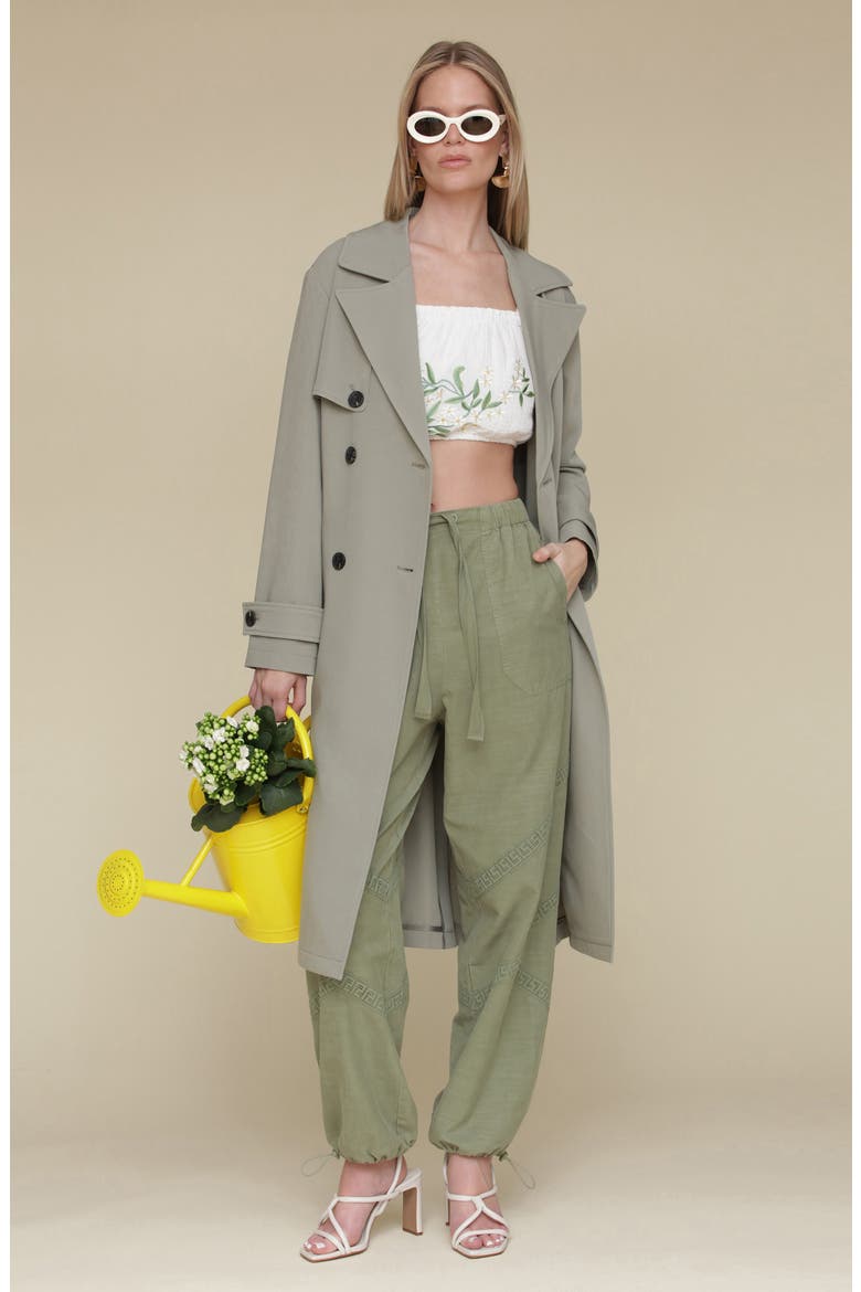 Relaxed Fit Button Back Trench Coat, Alternate, color, DESERT SAGE