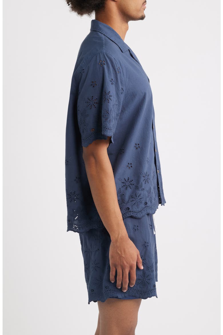 Banks Eyelet Embroidery Camp Shirt, Alternate, color, NAVY