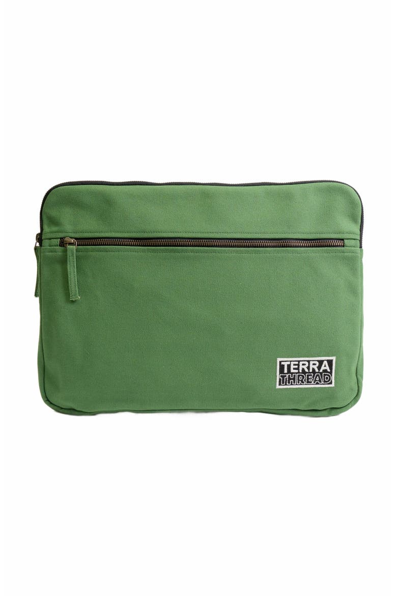 15.6-Inch Organic Cotton Laptop Sleeve, Main, color, Moss Green