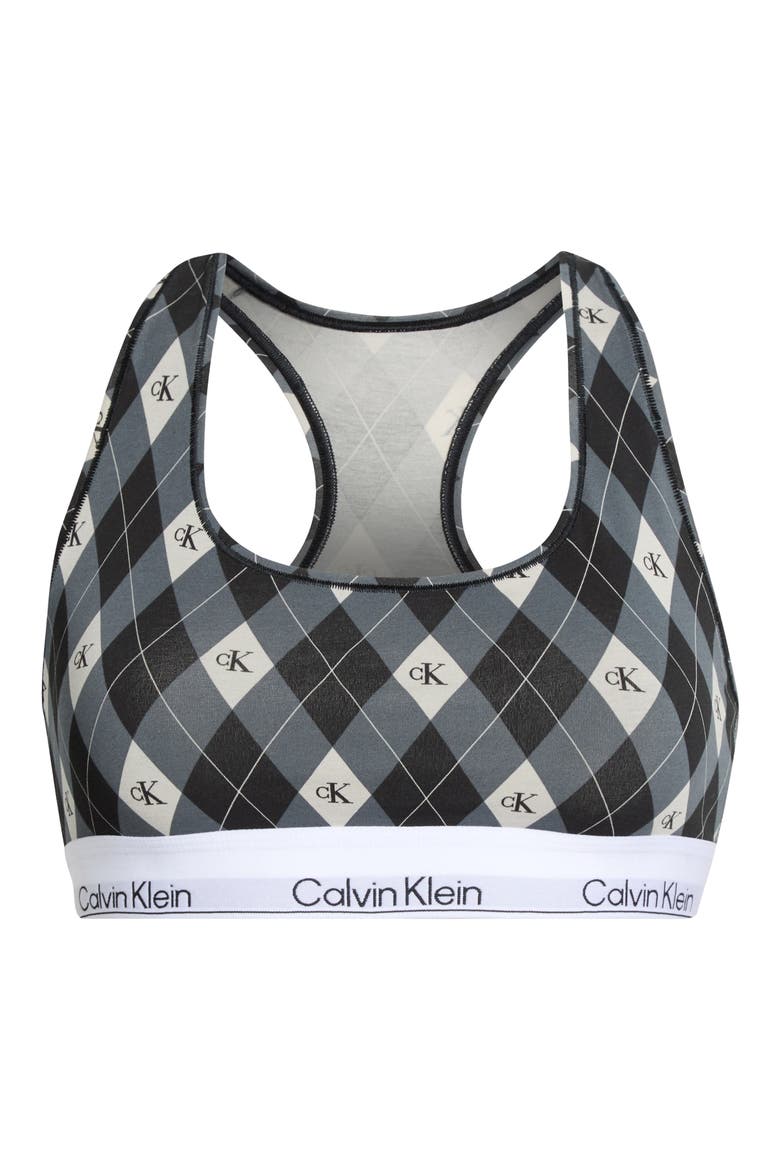 Lightly Lined Racerback Bralette, Main, color, ARGYLE 25 SMALL BLACK