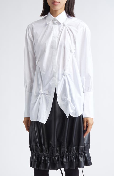 Karma Scrunched Cotton Poplin Button-Up Shirt
