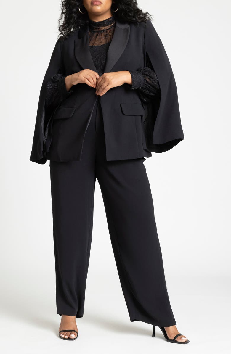 ELOQUII High Waist Slit Hem Straight Leg Pants, Alternate, color, 