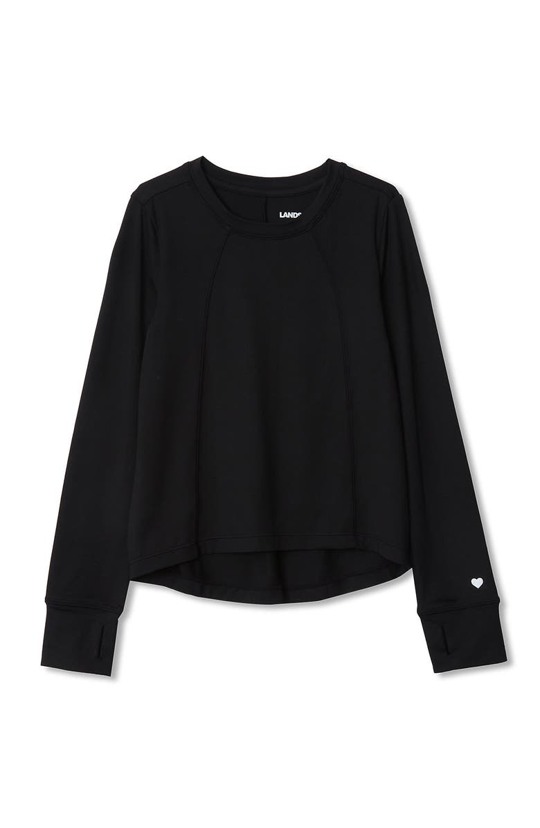Lands' End Girls Active Long Sleeve Top, Main, color, Black