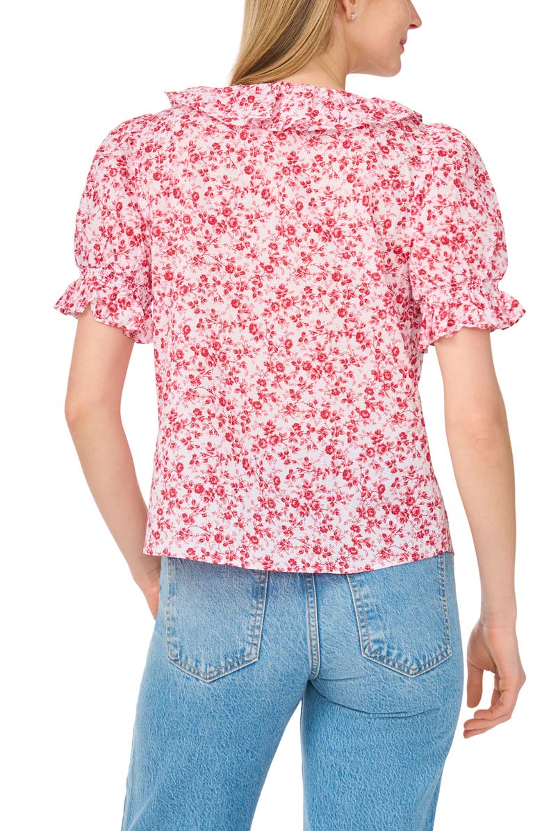 CeCe Puff Sleeve Pintuck Top, Alternate, color, Hibiscus Red