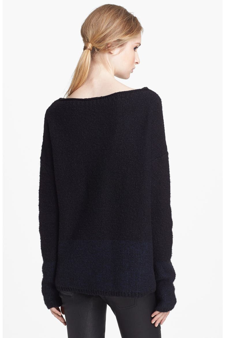 'Square' Boatneck Sweater, Alternate, color, NAVY/ BLACK