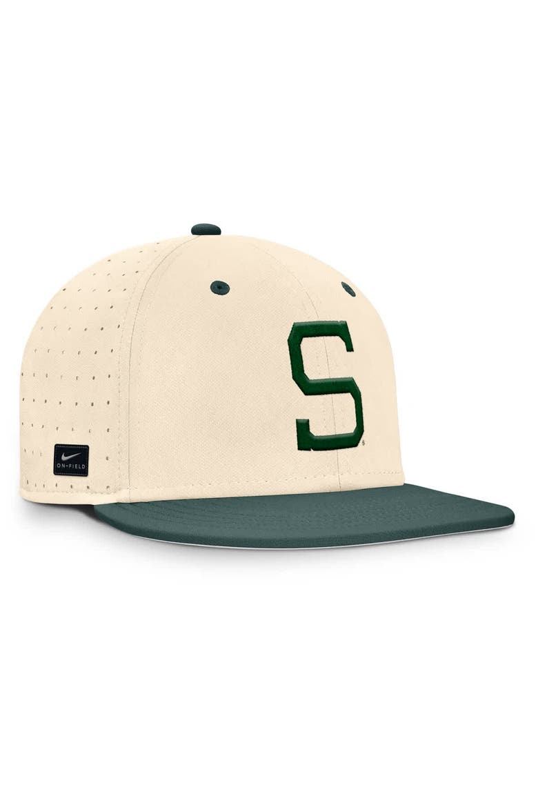 Men's Nike Natural Michigan State Spartans On-Field Dugout True Performance Fitted Hat, Alternate, color, Natural