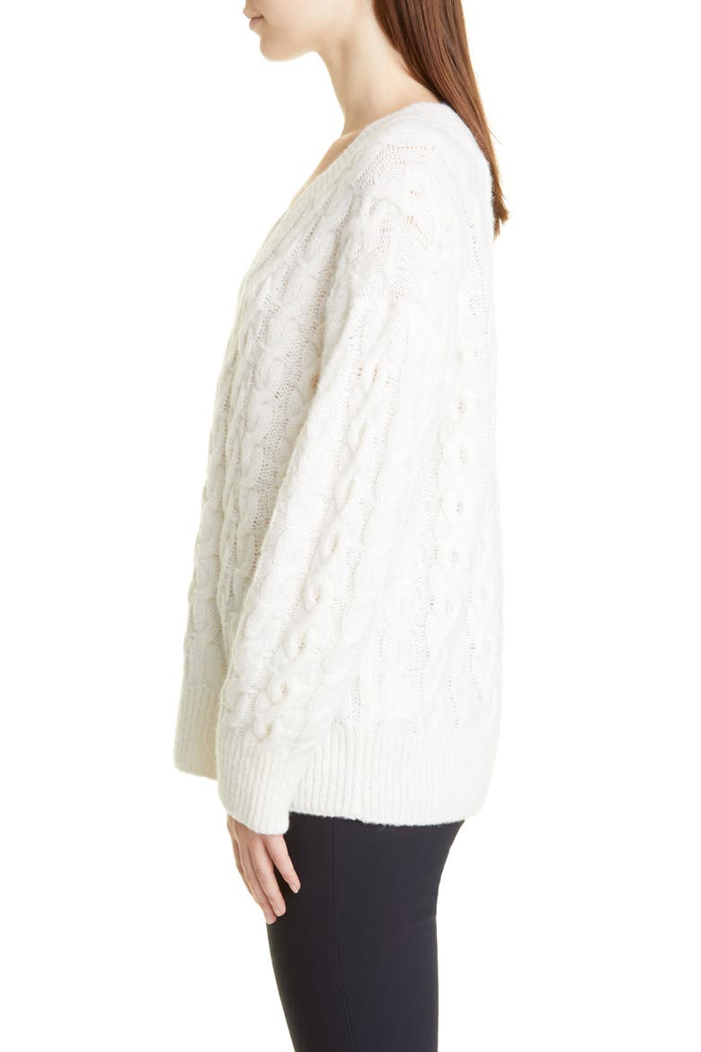 Lattice Cable Knit Wool & Alpaca Blend Sweater, Alternate, color, CREAM