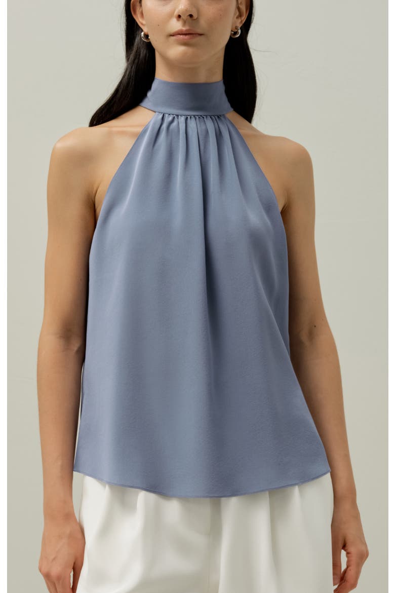 Women's Halter Neck Silk Top, Alternate, color, Crystal Blue