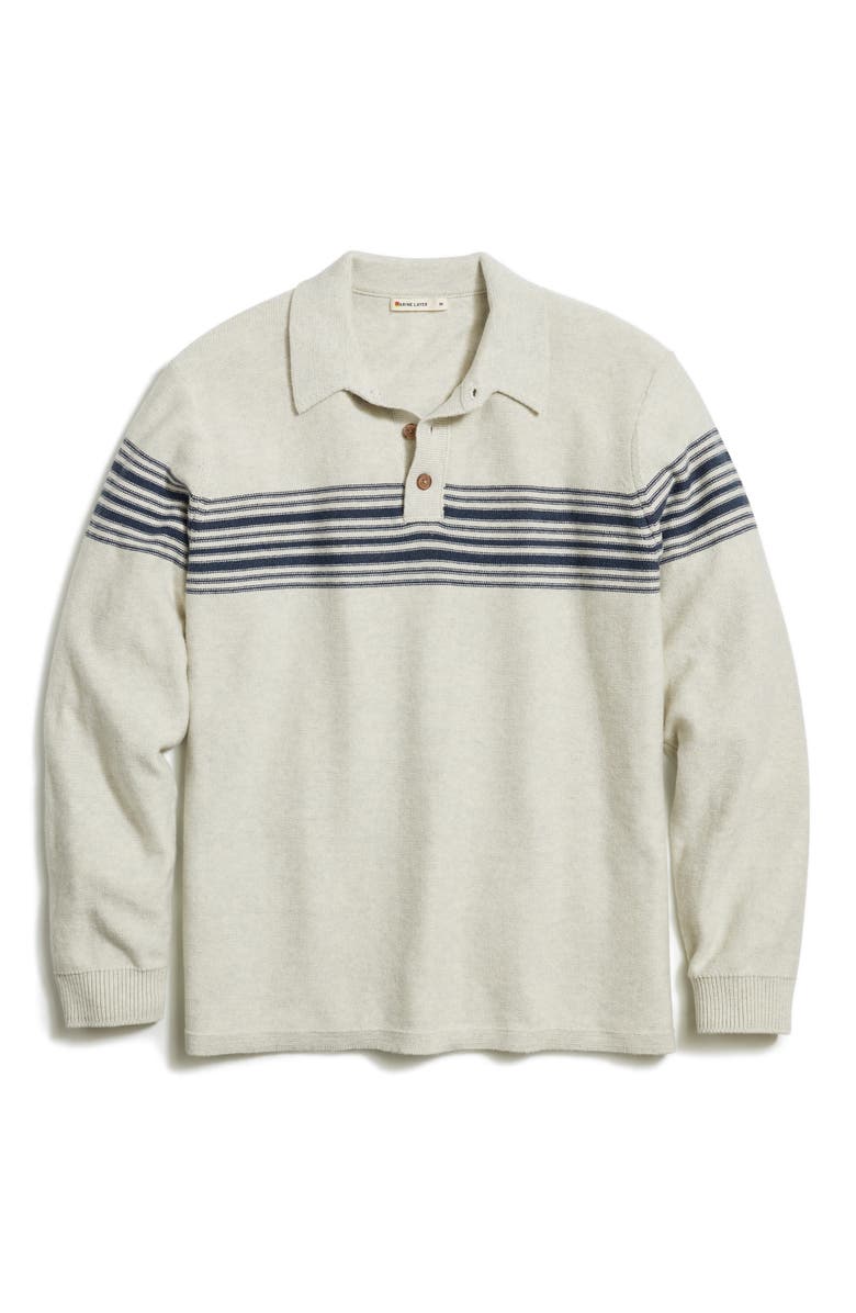 Marine Layer Chest Stripe Long Sleeve Polo, Alternate, color, 