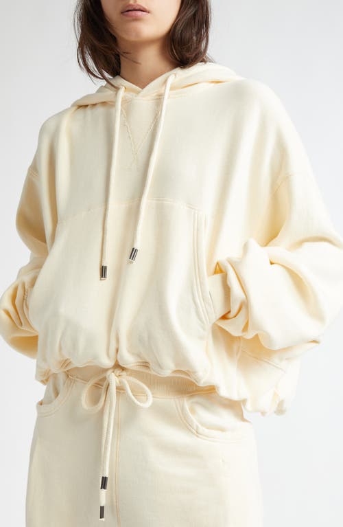 R13 Balloon Bubble Hem Cotton Fleece Hoodie In Neutral