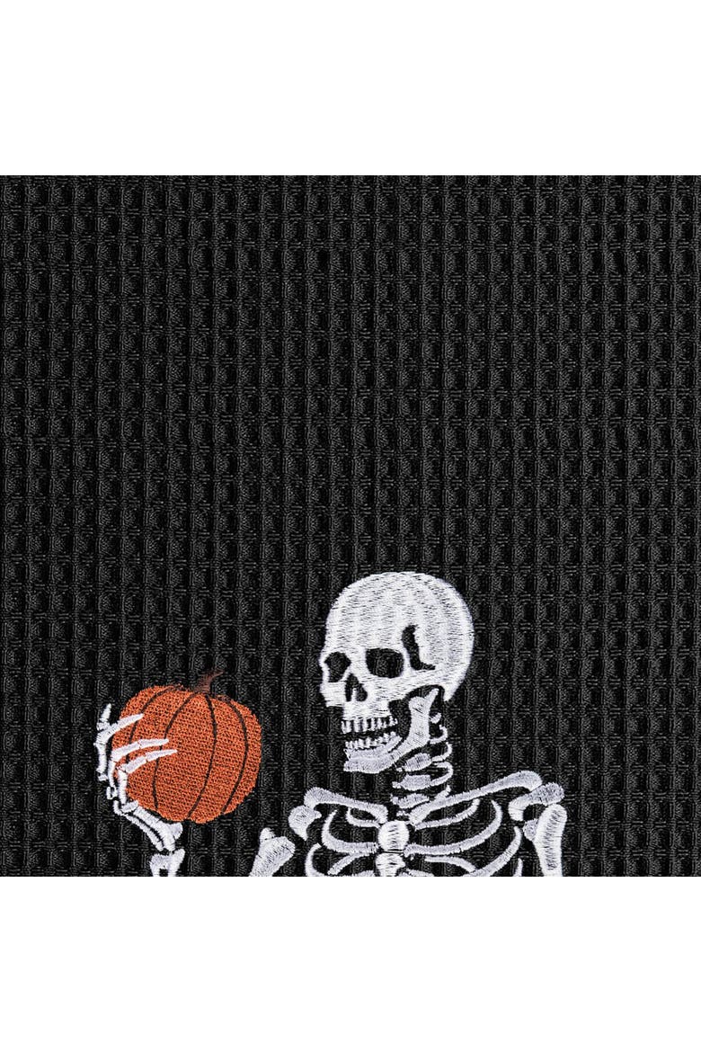 Boo Skeleton Halloween Towel, Alternate, color, Black