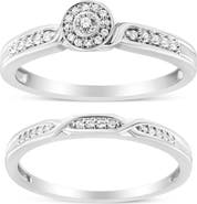 Haus of Brilliance Silver Diamond Accent Frame Twist Shank Bridal Set Ring and Band