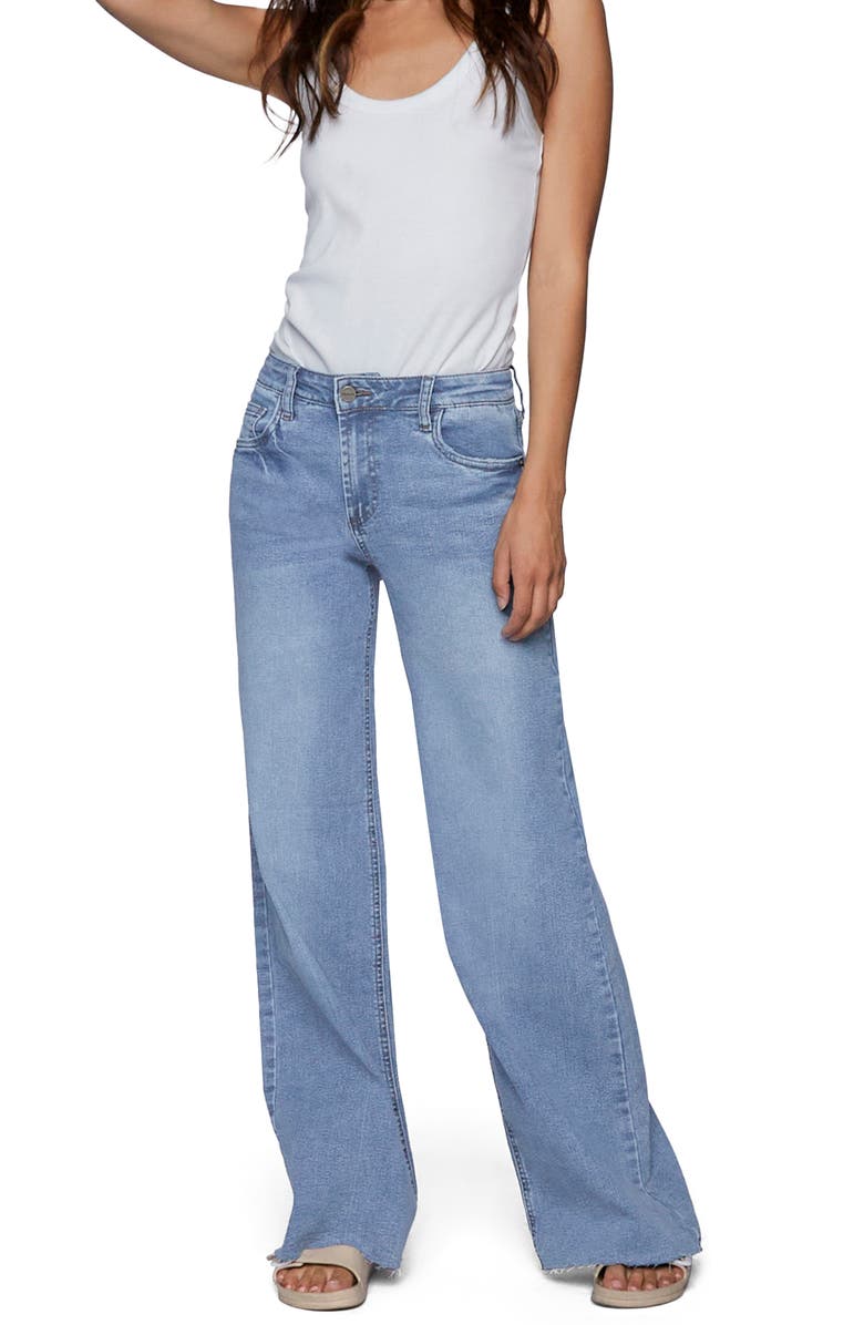 HINT OF BLU Raw Hem Wide Leg Jeans, Alternate, color,