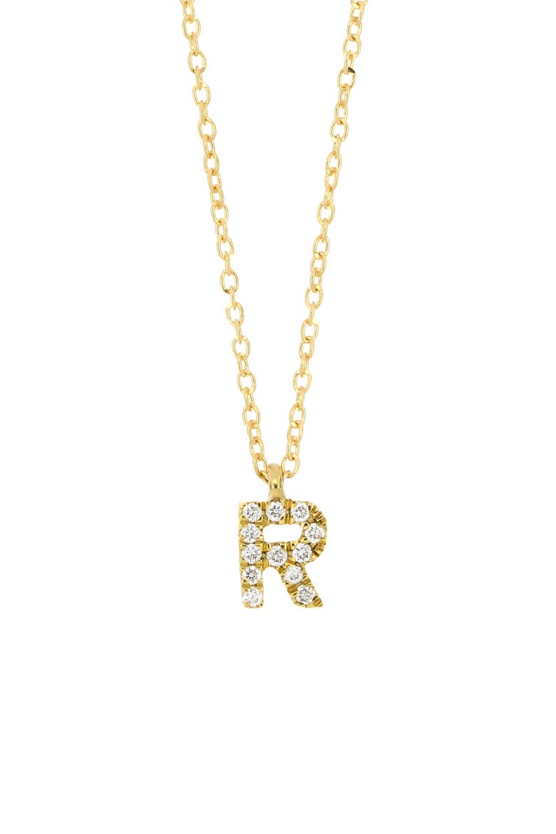 Icon Pavé Diamond Initial Pendant Necklace, Main, color, YELLOW