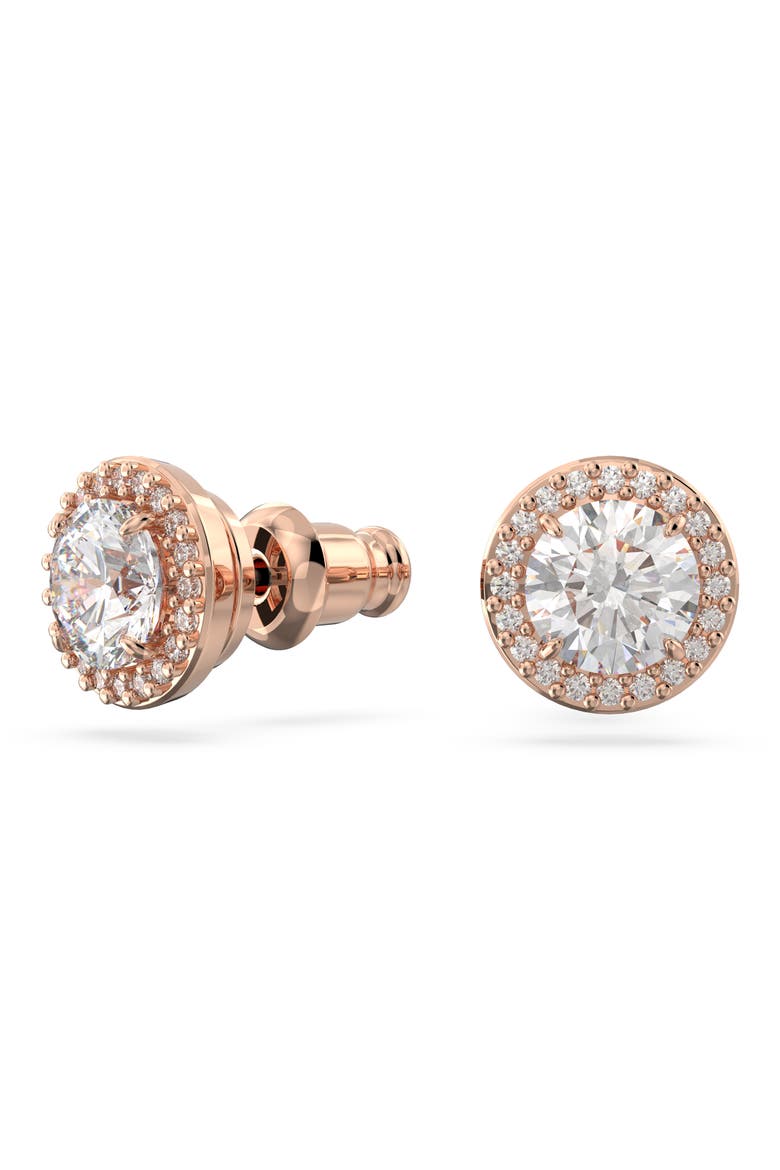 Una Pavé Crystal Stud Earrings, Alternate, color, ROSE GOLD